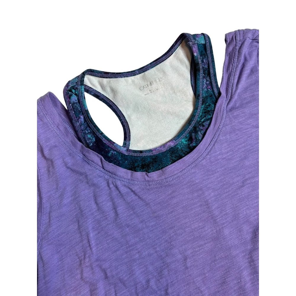 Catherines Womens Plus Size 1X Purple‎ Racerback Tank Tunic Duet